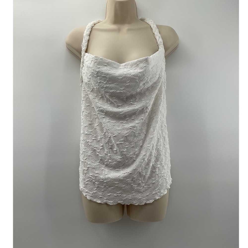 Free People White Textured Braided Halter Cowl Neck Top OB1704292 Womens Small - Picture 6 of 10